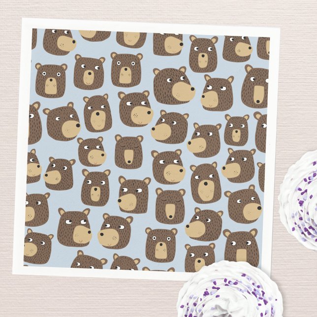 Servilleta De Papel Patrón de ojal pequeño de peluche (Fun teddy bear cub pattern party paper napkins)