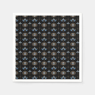 Servilleta De Papel Patrón de ojo malvado bohemio negro retro