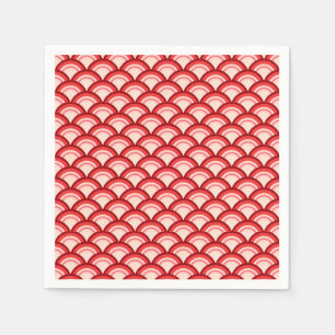 Servilleta De Papel Patrón de ola Art Deco - rojo coral y rosa