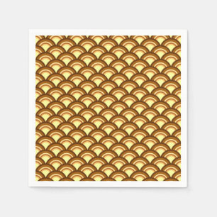Servilleta De Papel Patrón de onda Art Deco - chocolate y amarillo
