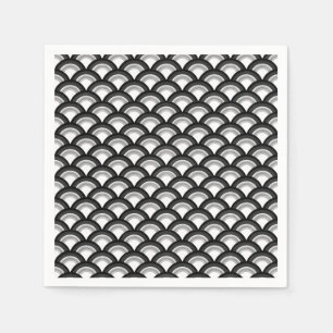 Servilleta De Papel Patrón de ondas Art Deco - blanco y negro