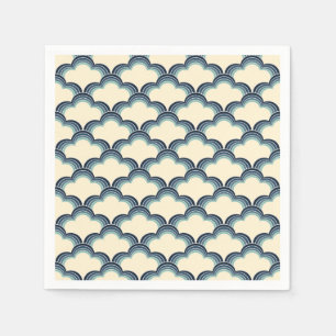 Servilleta De Papel Patrón de ondas retro azul