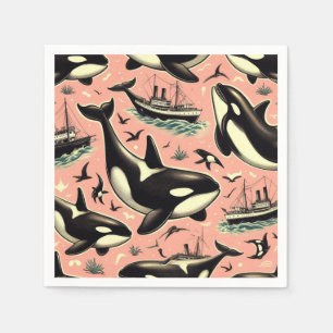 Servilleta De Papel Patrón de orca de época