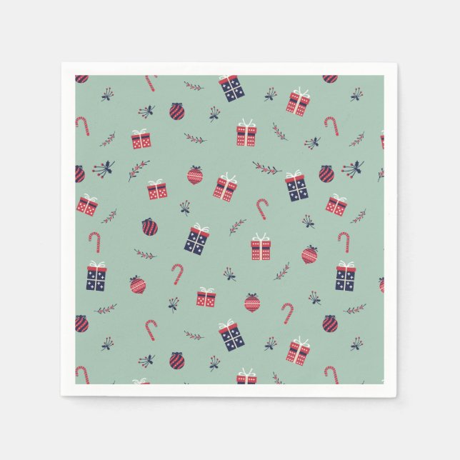 Servilleta De Papel Patrón de ornamentos de presentación de Navidad su (Anverso)