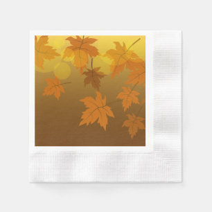 Servilleta De Papel Patrón de otoño con hojas de arce cayendo y bokeh