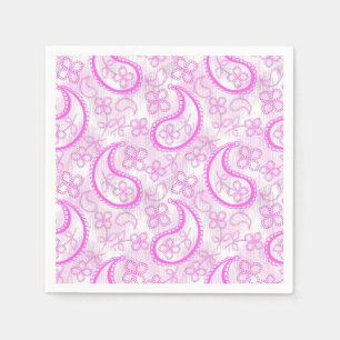 Servilleta De Papel Patrón de paisaje blanco rosado monocromo lila.