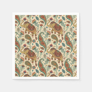 Servilleta De Papel Patrón de Paisley Floral de Elefante Indio Tradici
