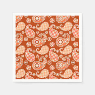 Servilleta De Papel Patrón de paisley, Naranja mandarín y blanco