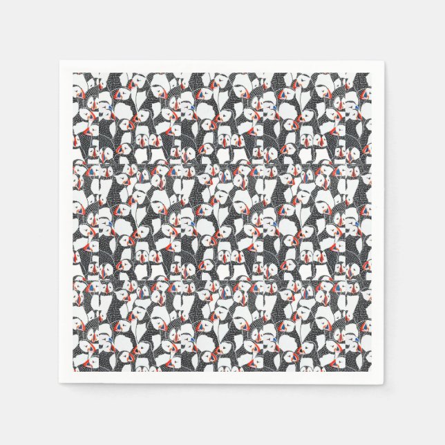 Servilleta De Papel Patrón de pájaro de Puffin (Anverso)