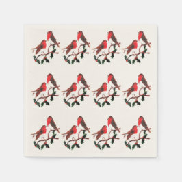 Servilleta De Papel Patrón de pájaro festivo Holly Robins