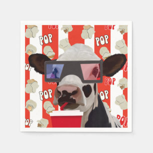 Servilleta De Papel Patrón de palomitas de vaca retro divertido