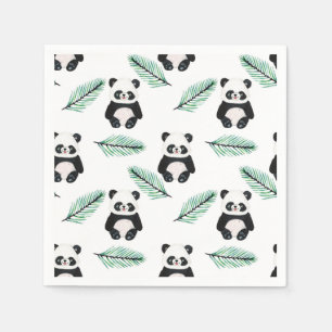 Servilleta De Papel Patrón de panda lindo y hoja de palma