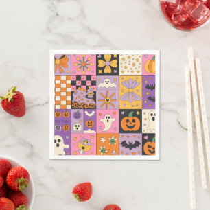 Servilleta De Papel Patrón de parches de Halloween - Cuadrados festivo
