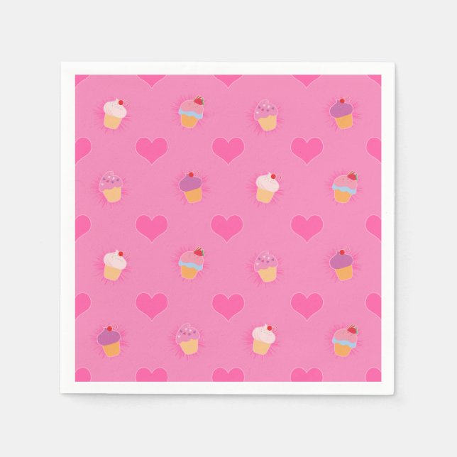 Servilleta De Papel Patrón de pastel rosa (Anverso)