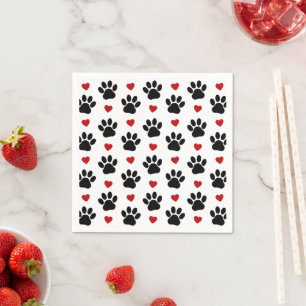 Servilleta De Papel Patrón De Patas, Patas De Perro, Patas Negras, Cor