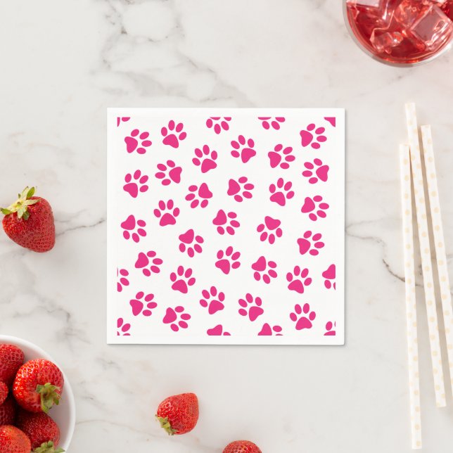 Servilleta De Papel Patrón De Paws, Paws De Perro, Paws Rosados (In situ)