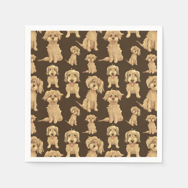 Servilleta De Papel Patrón de perro Marrón labradoodle goldendoodle (Anverso)