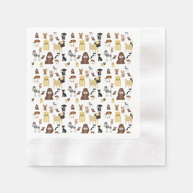 Servilleta De Papel patrón de perros de fondo blanco (Anverso)