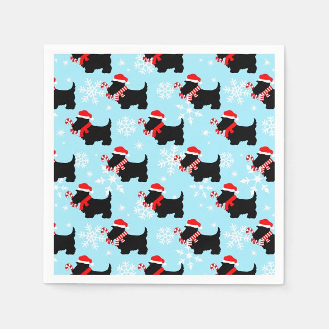 Servilleta De Papel Patrón de perros Scottie de Navidad (Anverso)