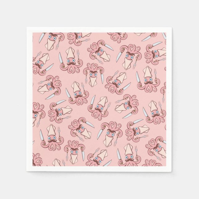 Servilleta De Papel Patrón de Personalizado del Chef Squid (Anverso)