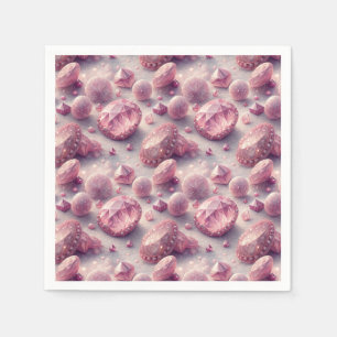 Servilleta De Papel Patrón de piedras preciosas rosadas y cristales de
