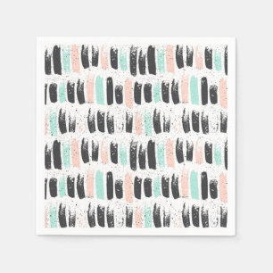 Servilleta De Papel Patrón de pinceles y trazos de tinta