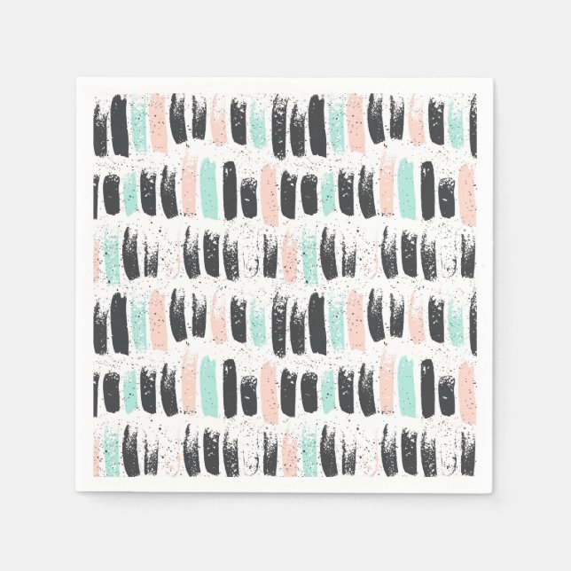 Servilleta De Papel Patrón de pinceles y trazos de tinta (Anverso)