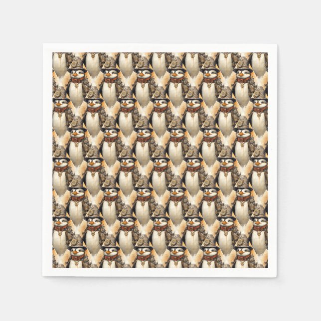Servilleta De Papel Patrón de pingüino de vapor 1 (Anverso)