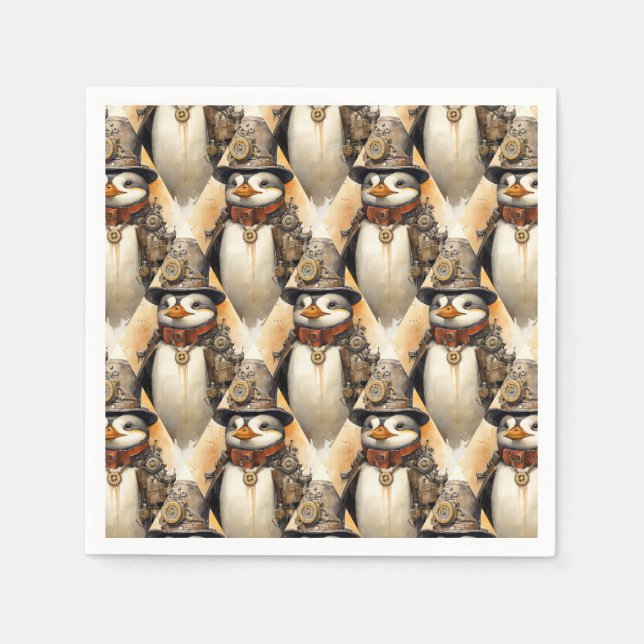 Servilleta De Papel Patrón de pingüino de vapor 1 (Anverso)