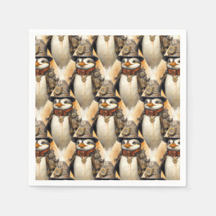 Servilleta De Papel Patrón de pingüino steampunk 1