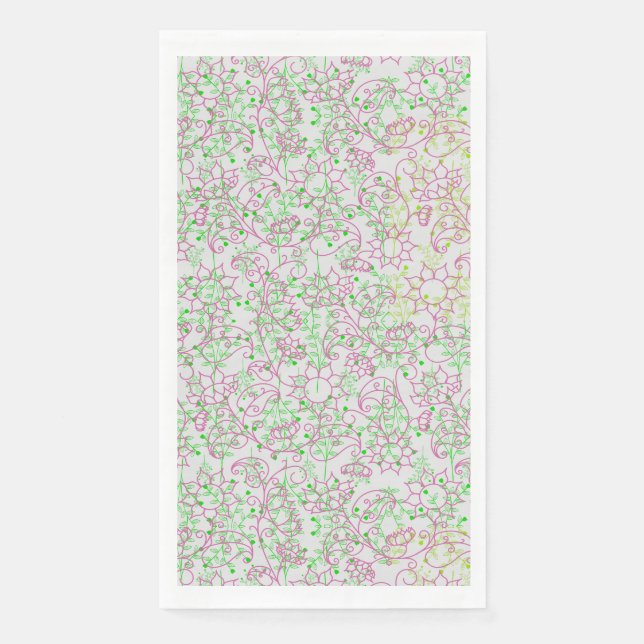 Servilleta De Papel Patrón de plantas.14C Floral rosa Offwhite BG (Anverso)