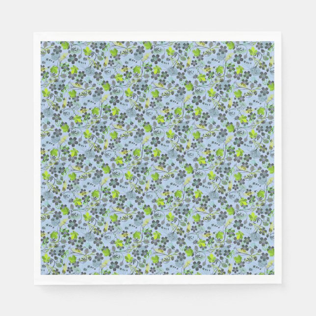 Servilleta De Papel Patrón de plantas A03.b Lblue BG (Anverso)