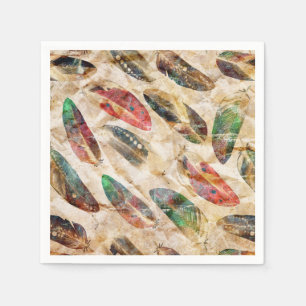 Servilleta De Papel Patrón de plumas de boho con problemas