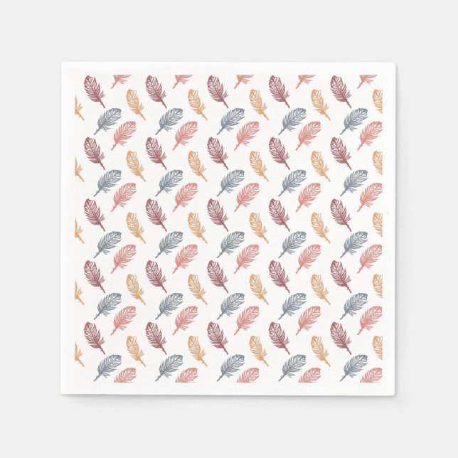 Servilleta De Papel Patrón de plumas tema otoño (Anverso)