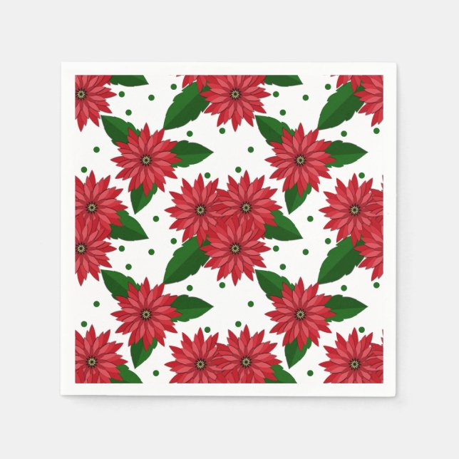 Servilleta De Papel Patrón de poinsettia festiva (Anverso)