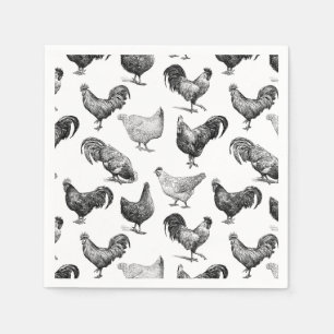 Servilleta De Papel Patrón de pollo de granja de campo retro