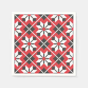 Servilleta De Papel Patrón de puntos cruzados rojos y negros