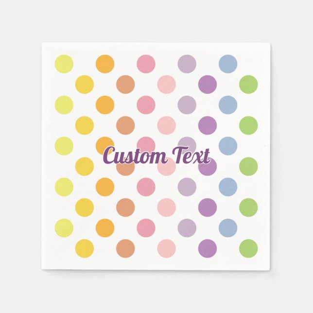 Servilleta De Papel Patrón de puntos de polka arco iris (Anverso)