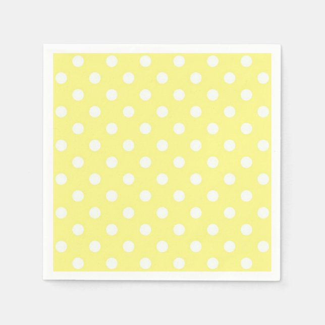 Servilleta De Papel Patrón de puntos de polka blanco amarillo claro (Anverso)