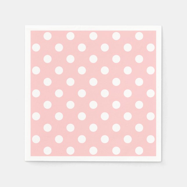 Servilleta De Papel Patrón de puntos de polka rosa y blanco (Anverso)