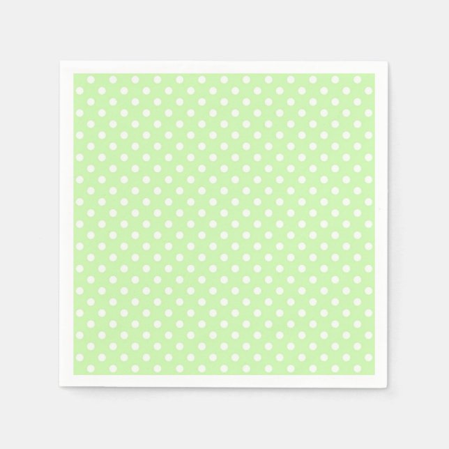Servilleta De Papel Patrón de puntos de polka verde y blanco (Anverso)