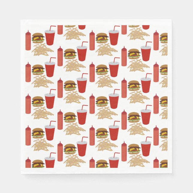 Servilleta De Papel Patrón de ráfagas de comida rápida BBQ (Anverso)
