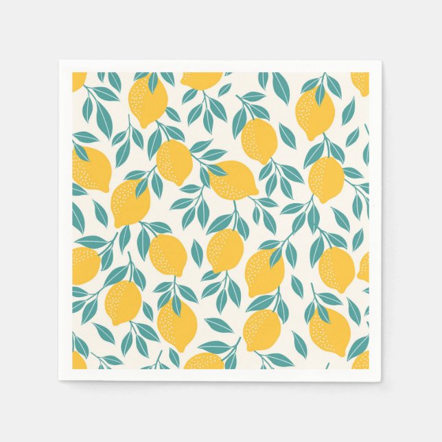 Servilleta De Papel Patrón de ramas de limón dulce (Anverso)
