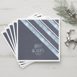 Servilleta De Papel Patrón de raya de Navidad azul/blanco ID862