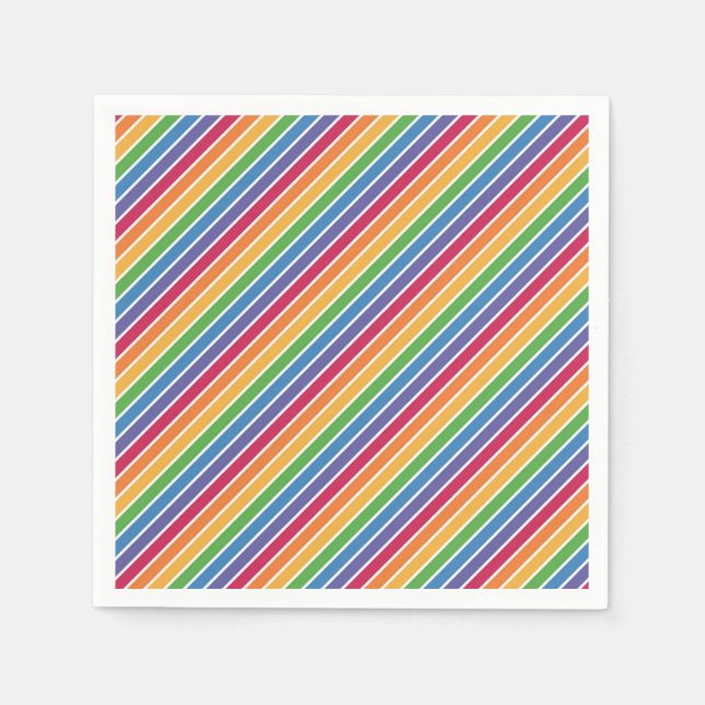 Servilleta De Papel Patrón de rayas arco iris (Anverso)