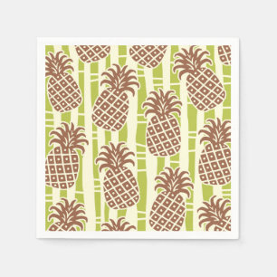 Servilleta De Papel Patrón de rayas de bambú y piña Tiki