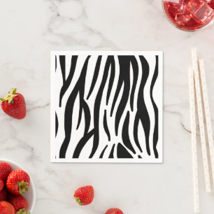 Servilleta De Papel Patrón de rayas de cebra en blanco y negro moderno