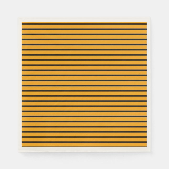 Servilleta De Papel Patrón de rayas retro amarillo negro (Anverso)