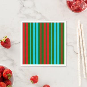 Servilleta De Papel Patrón de rayas verdes rojas y azules