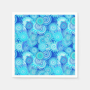 Servilleta De Papel patrón de remolino fractal, azul cobalto